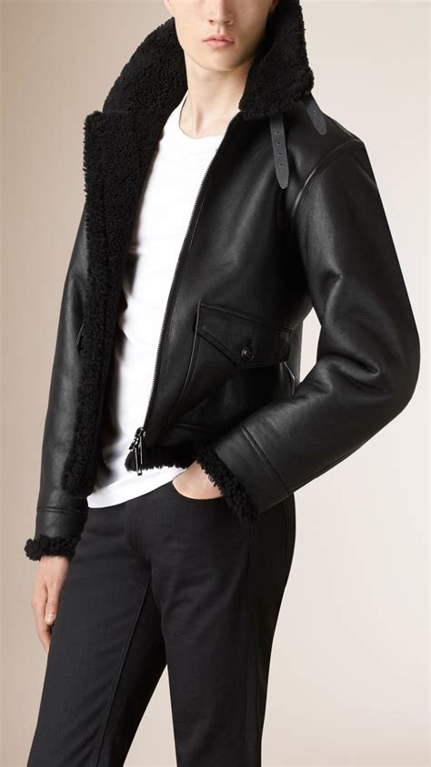 burberry fitted shearling coat|burberry men's shearling jacket.